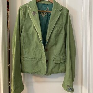 Fossil Light Green Women's Blazer with Embroidery